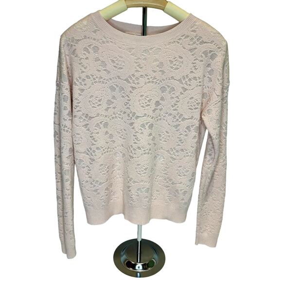Women's Chelsea28 Nordstrom Pink Lace Design Knit Sweater Small - Picture 1 of 3